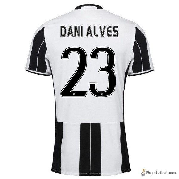 Camiseta Juventus Replica Primera Ropa Dani Alves 2016/17 Negro Blanco